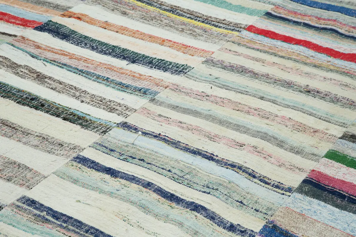 Chaput Patchwork Multi Renk Pamuk Üzerine Yün El Dokuma Kilim-267x382 - Görsel 5