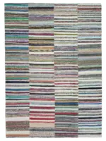 Chaput Patchwork Multi Renk Pamuk Üzerine Yün El Dokuma Kilim-262x370