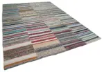 Chaput Patchwork Multi Renk Pamuk Üzerine Yün El Dokuma Kilim-262x370 - Görsel 2