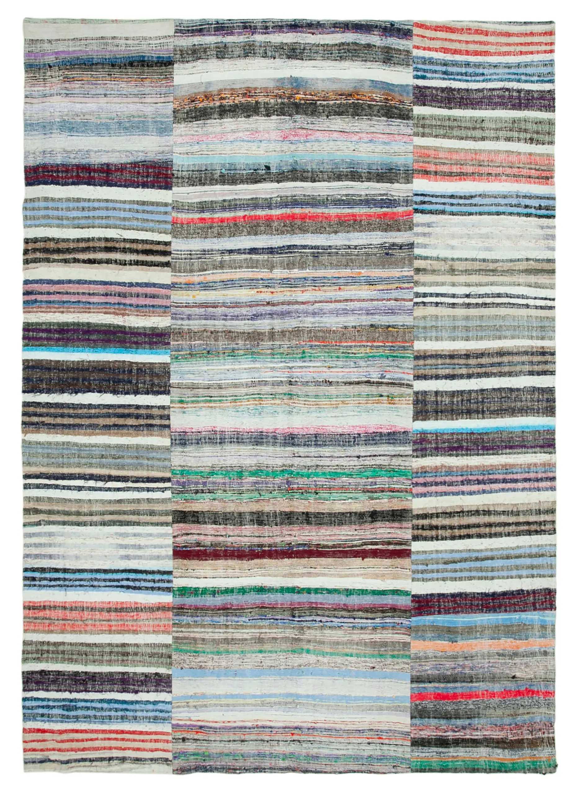 Chaput Patchwork Multi Renk Pamuk Üzerine Yün El Dokuma Kilim-277x398 - Görsel 1