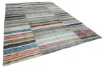 Chaput Patchwork Multi Renk Pamuk Üzerine Yün El Dokuma Kilim-277x398 - Görsel 2