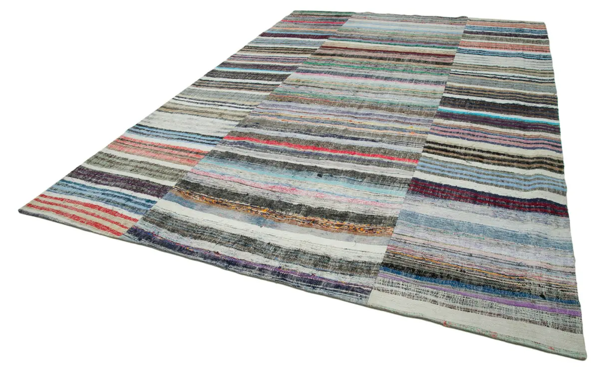 Chaput Patchwork Multi Renk Pamuk Üzerine Yün El Dokuma Kilim-277x398 - Görsel 3