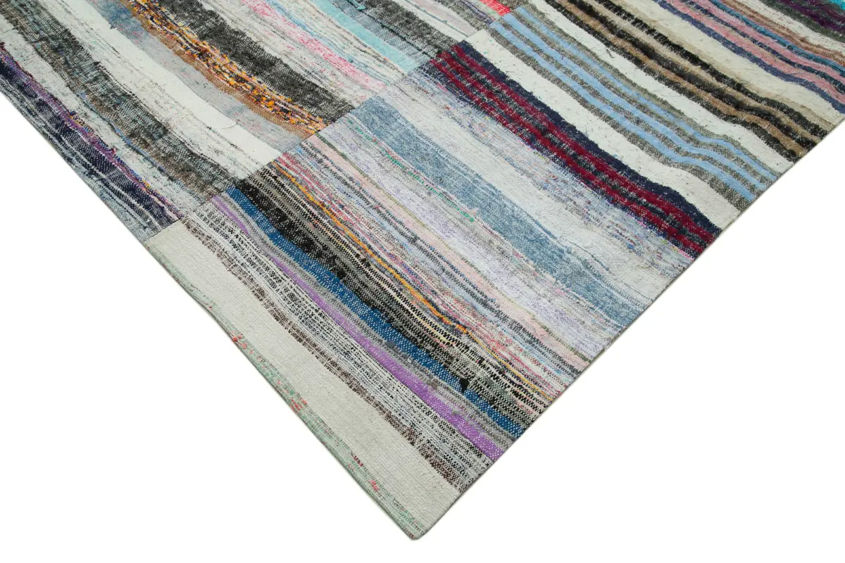 Chaput Patchwork Multi Renk Pamuk Üzerine Yün El Dokuma Kilim-277x398 - Görsel 4