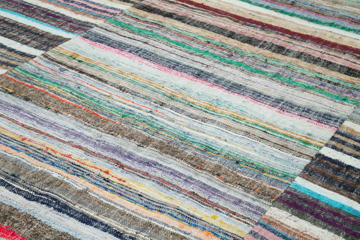 Chaput Patchwork Multi Renk Pamuk Üzerine Yün El Dokuma Kilim-277x398 - Görsel 5