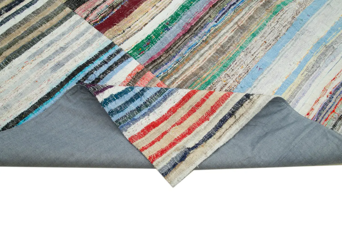 Chaput Patchwork Multi Renk Pamuk Üzerine Yün El Dokuma Kilim-277x398 - Görsel 6