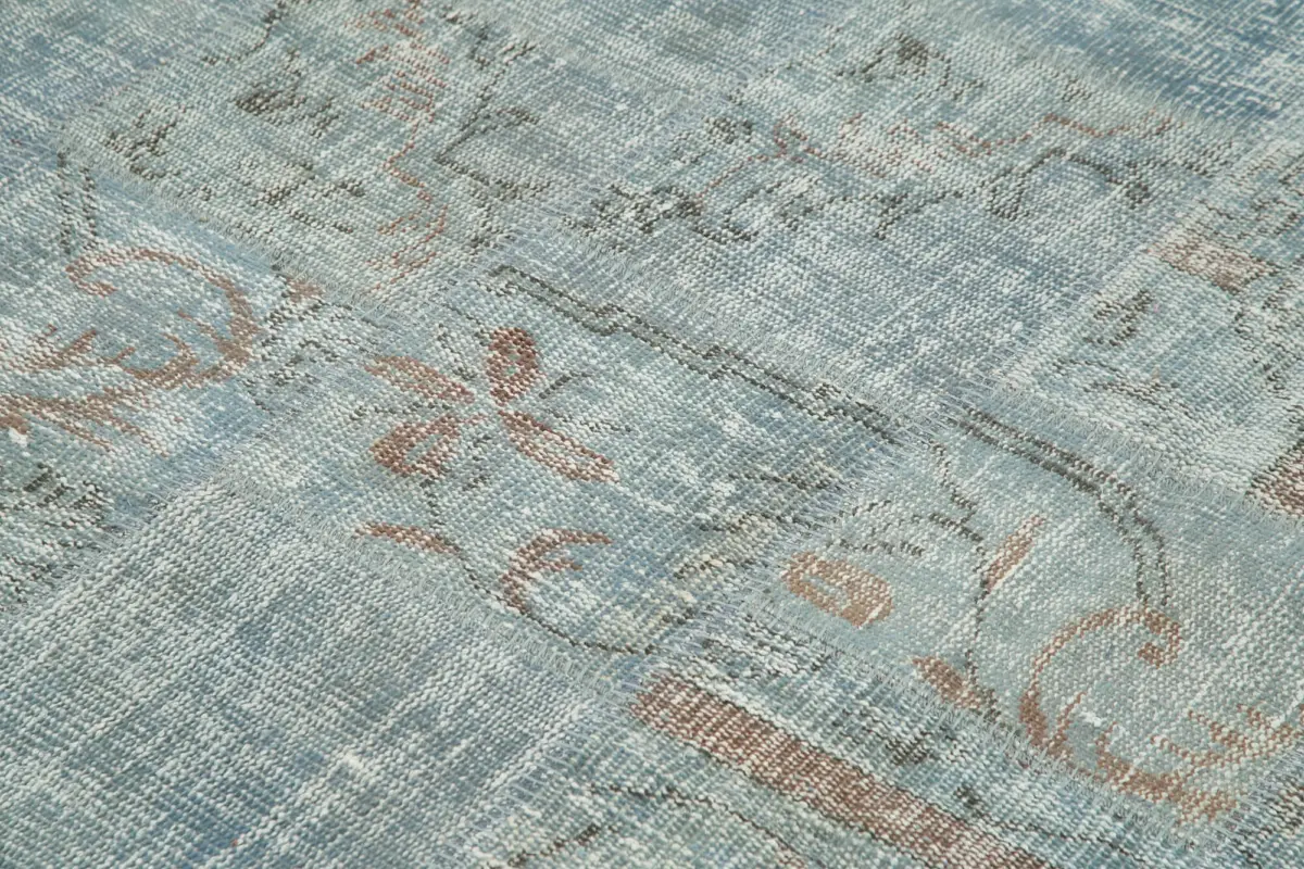 Patchwork Mavi Pamuk Üzerine Yün El Dokuma Kilim-198x198 - Görsel 4