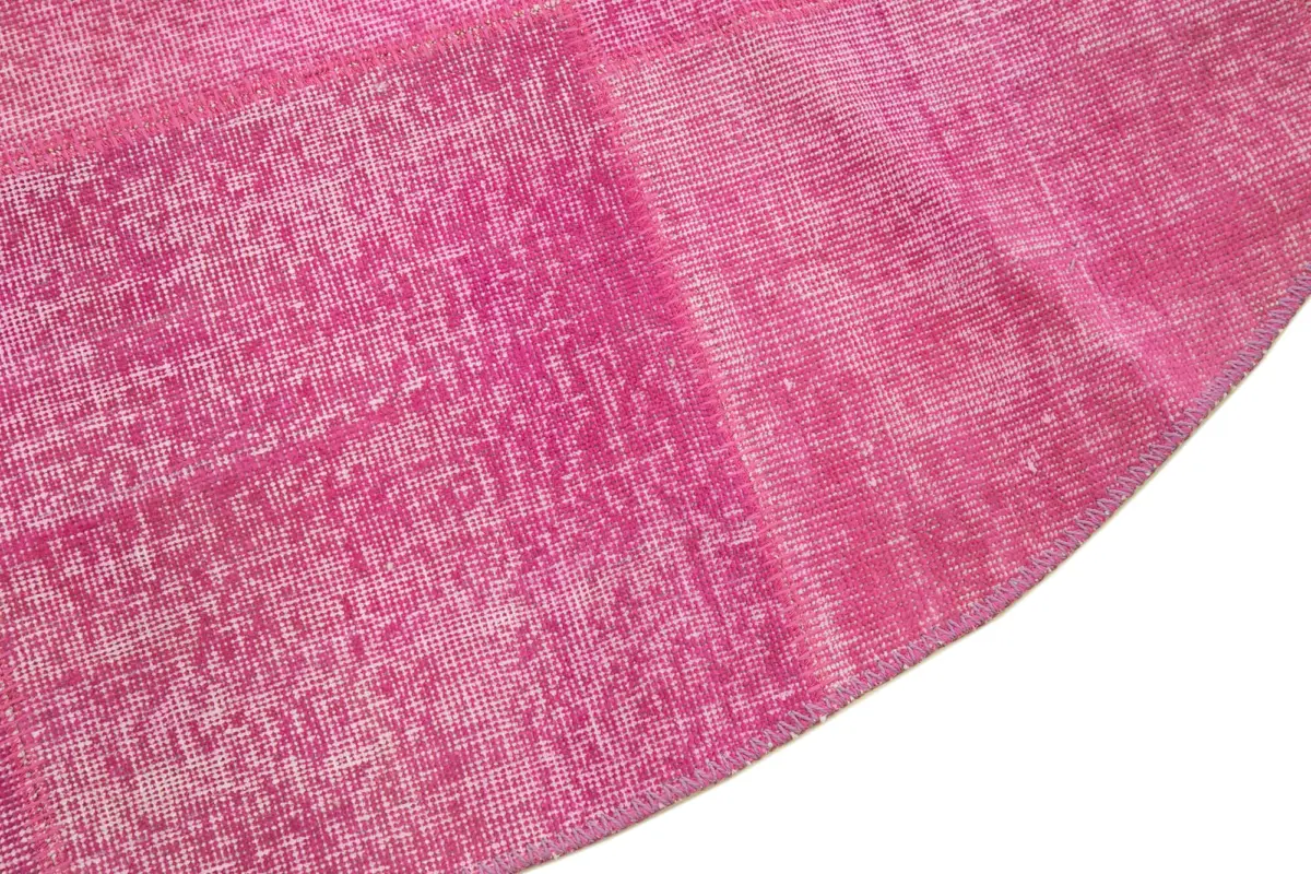 Patchwork Pembe Pamuk Üzerine Yün El Dokuma Kilim-205x205 - Görsel 3