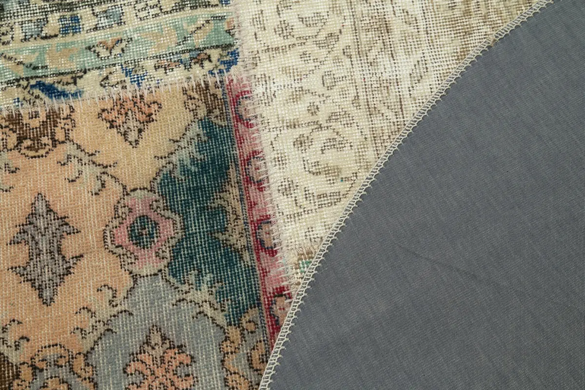 Patchwork Bej Pamuk Üzerine Yün El Dokuma Kilim-180x180 - Görsel 5