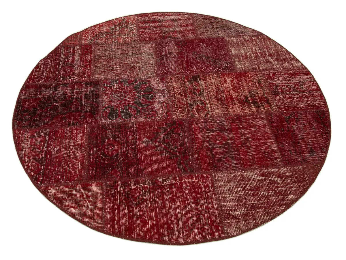 Patchwork Kırmızı Pamuk Üzerine Yün El Dokuma Kilim-150x150 - Görsel 2