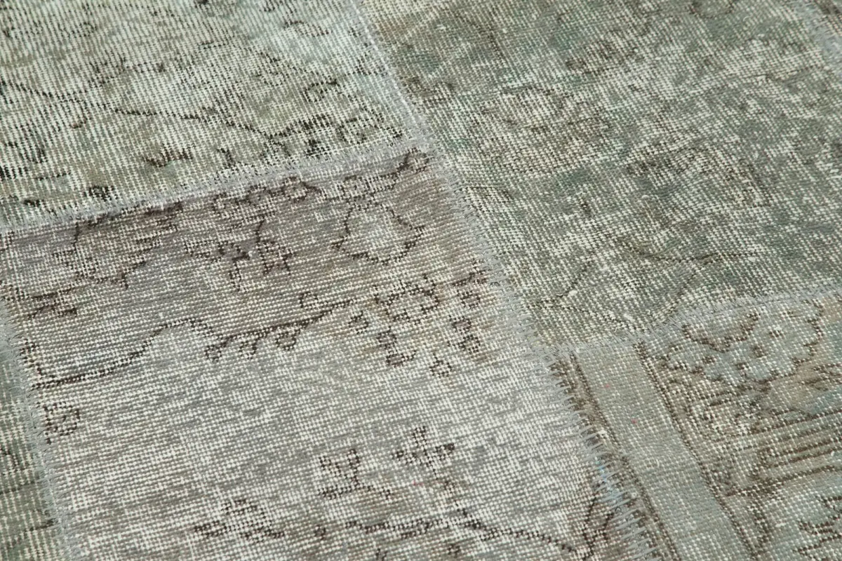 Patchwork Gri Pamuk Üzerine Yün El Dokuma Kilim-180x180 - Görsel 4