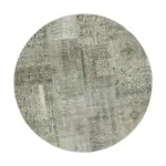 Patchwork Gri Pamuk Üzerine Yün El Dokuma Kilim-180x180