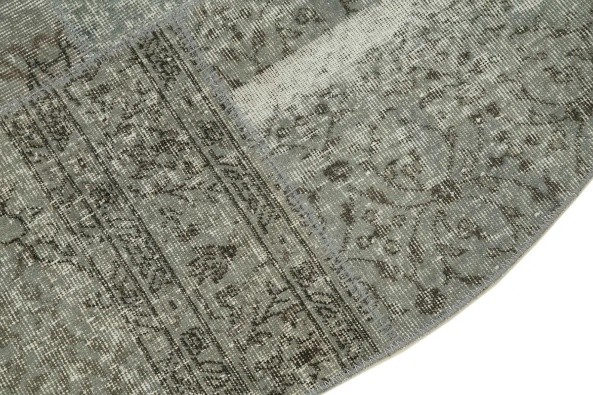 Patchwork Gri Pamuk Üzerine Yün El Dokuma Kilim-180x180 - Görsel 3