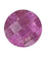 Patchwork Mor Pamuk Üzerine Yün El Dokuma Kilim-153x153