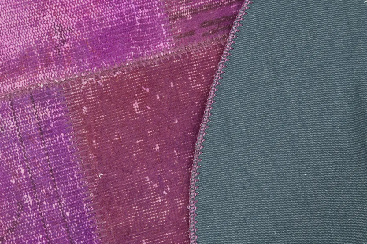 Patchwork Mor Pamuk Üzerine Yün El Dokuma Kilim-153x153 - Görsel 5