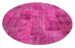 Patchwork Pembe Pamuk Üzerine Yün El Dokuma Kilim-200x200 - Görsel 2