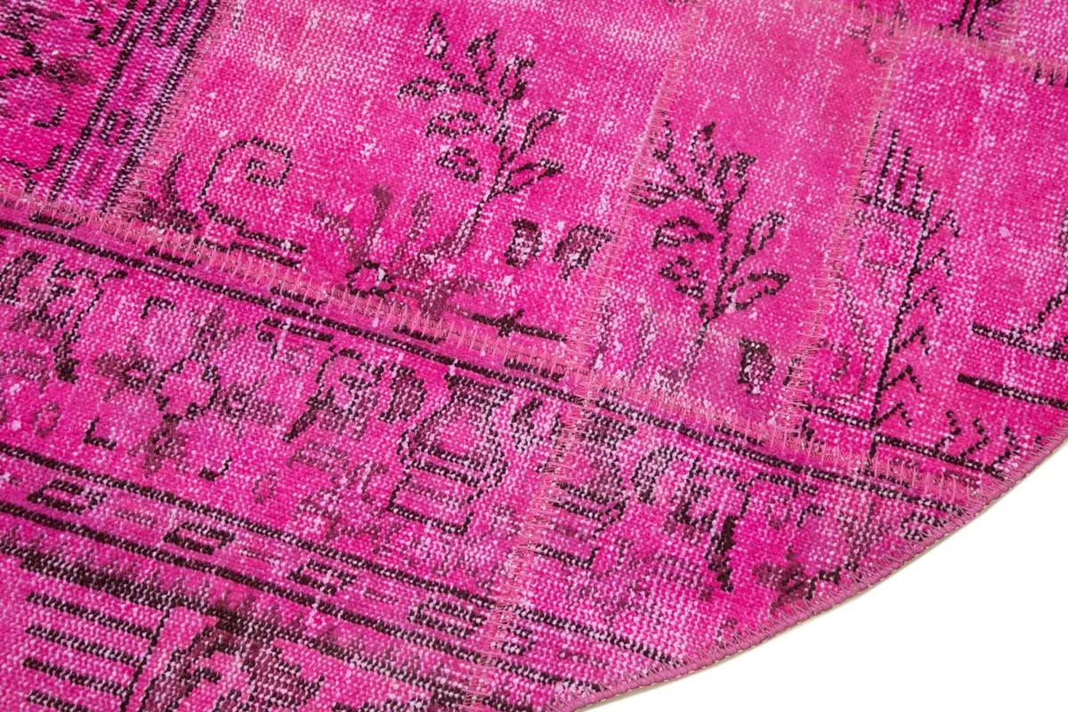 Patchwork Pembe Pamuk Üzerine Yün El Dokuma Kilim-200x200 - Görsel 3