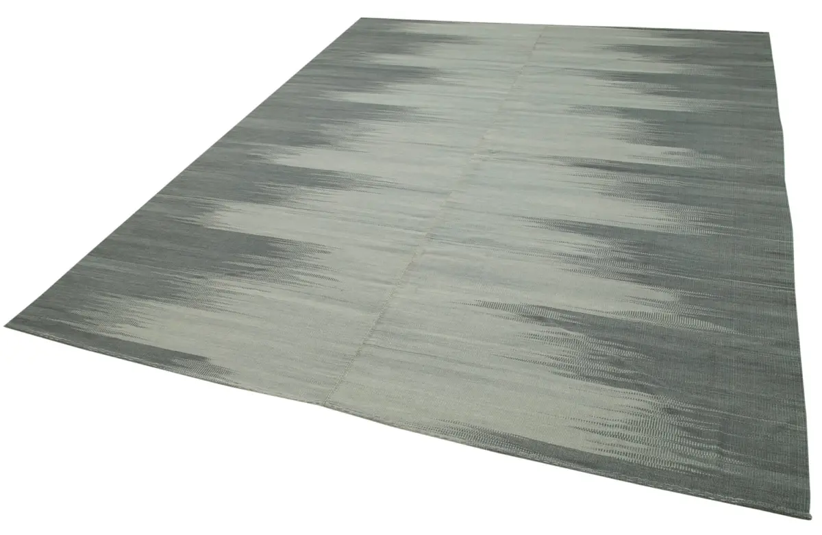 Gümgüm Modern Gri Pamuk Üstü Yün El Dokuma Kilim-300x387 - Görsel 3