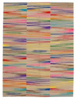 Gümgüm Modern Multi Pamuk Üstü Yün El Dokuma Kilim-209x283