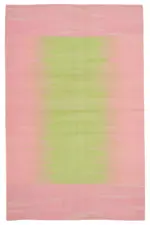 Gümgüm Modern Pembe Pamuk Üstü Yün El Dokuma Kilim-179x285