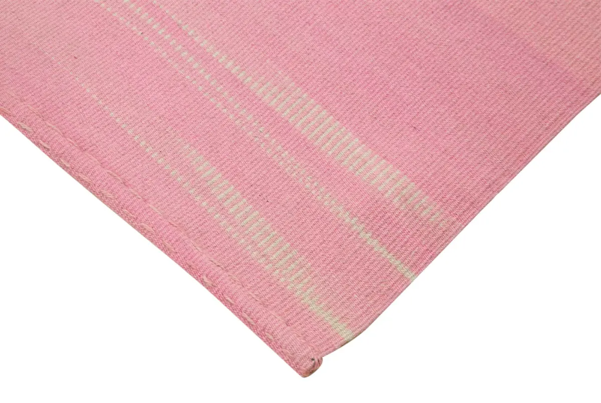 Gümgüm Modern Pembe Pamuk Üstü Yün El Dokuma Kilim-179x285 - Görsel 4