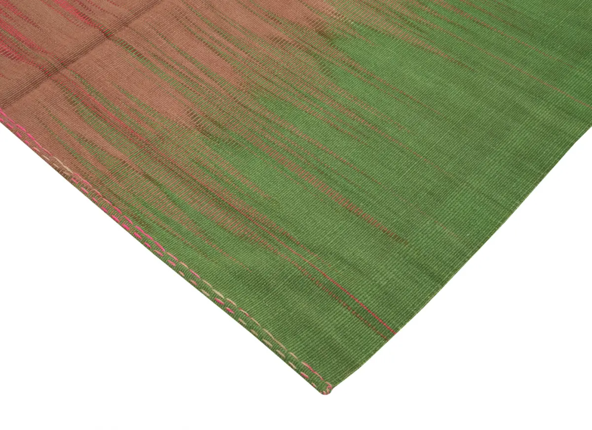 Gümgüm Modern Fuşya Pamuk Üstü Yün El Dokuma Kilim-179x263 - Görsel 4