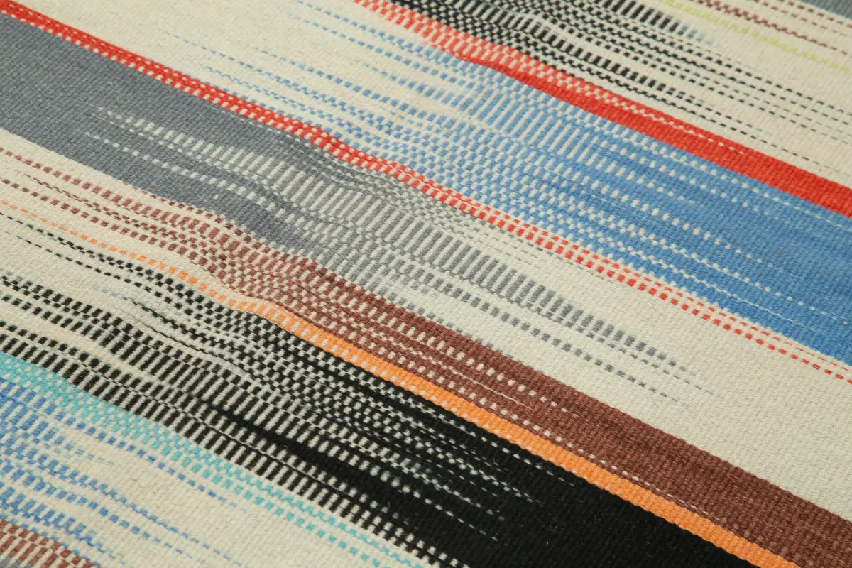 Gümgüm Modern Multi Pamuk Üstü Yün El Dokuma Kilim-184x279 - Görsel 5