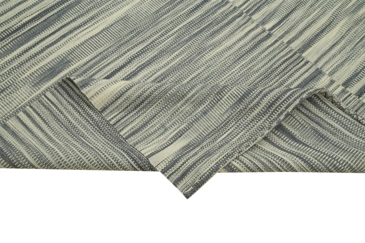 Gümgüm Modern Bej Pamuk Üstü Yün El Dokuma Kilim-203x317 - Görsel 6