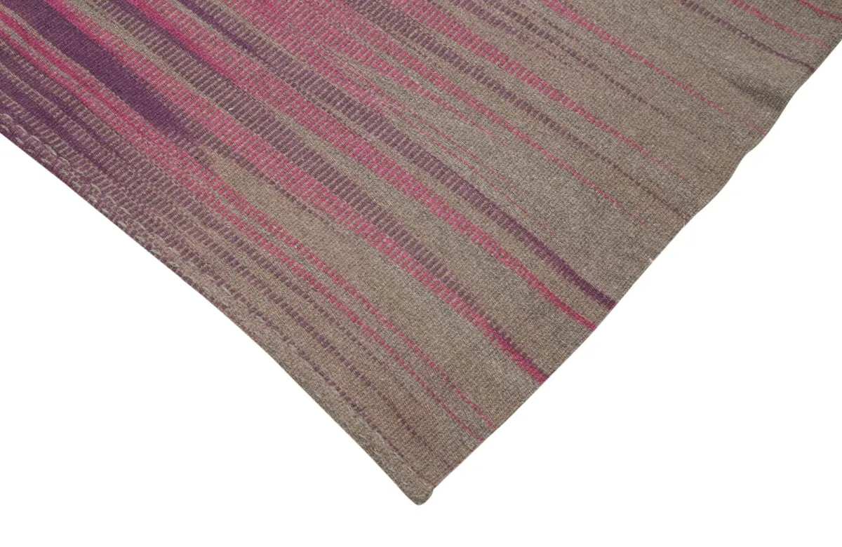 Gümgüm Modern Kahverengi Pamuk Üstü Yün El Dokuma Kilim-177x254 - Görsel 4