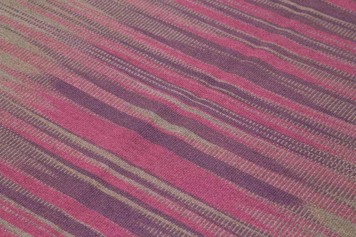 Gümgüm Modern Kahverengi Pamuk Üstü Yün El Dokuma Kilim-177x254 - Görsel 5