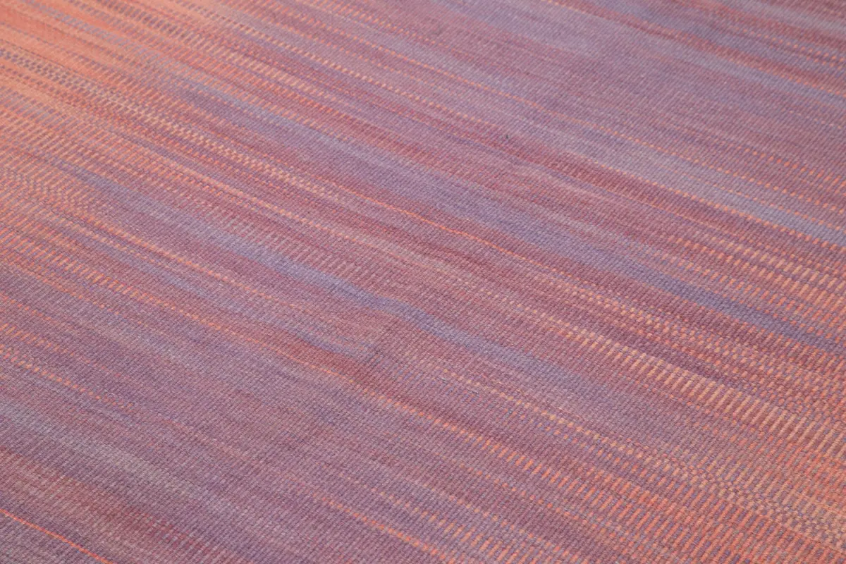Gümgüm Modern Pembe Pamuk Üstü Yün El Dokuma Kilim-183x282 - Görsel 5