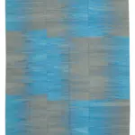 Gümgüm Modern Mavi Pamuk Üstü Yün El Dokuma Kilim-212x309