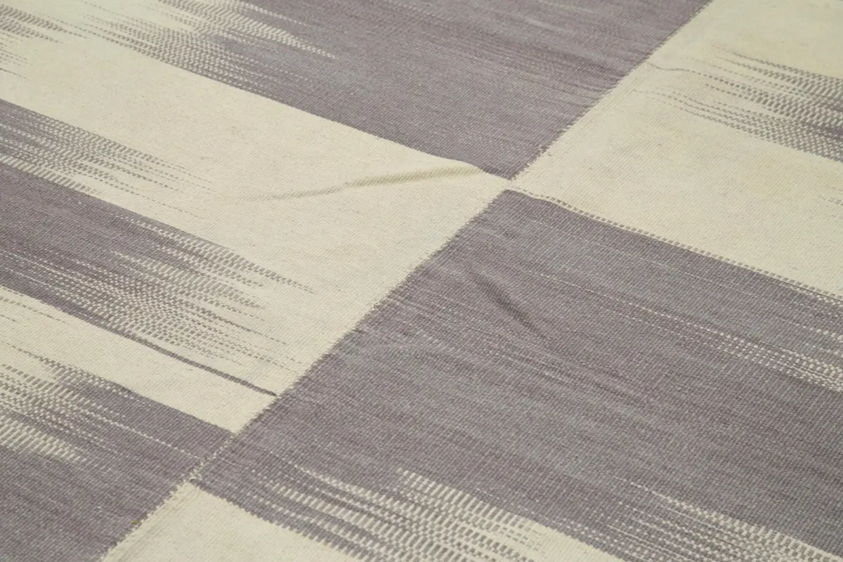 Gümgüm Modern Bej Pamuk Üstü Yün El Dokuma Kilim-200x276 - Görsel 5