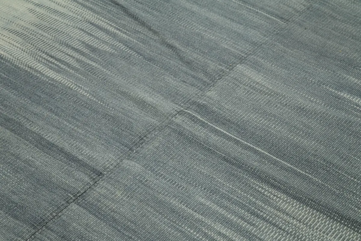 Gümgüm Modern Gri Pamuk Üstü Yün El Dokuma Kilim-206x243 - Görsel 5