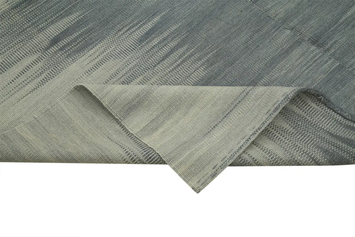 Gümgüm Modern Gri Pamuk Üstü Yün El Dokuma Kilim-206x243 - Görsel 6