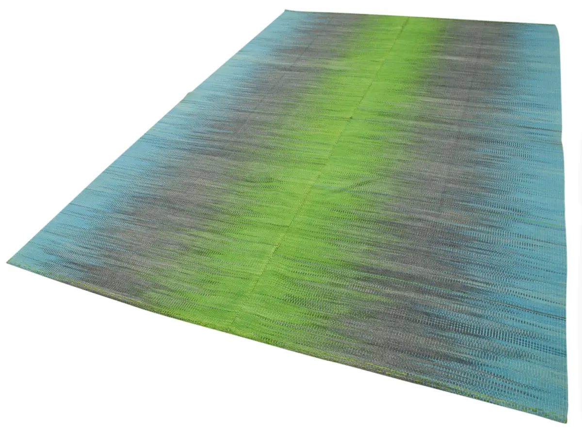 Gümgüm Modern Multi Pamuk Üstü Yün El Dokuma Kilim-198x300 - Görsel 3