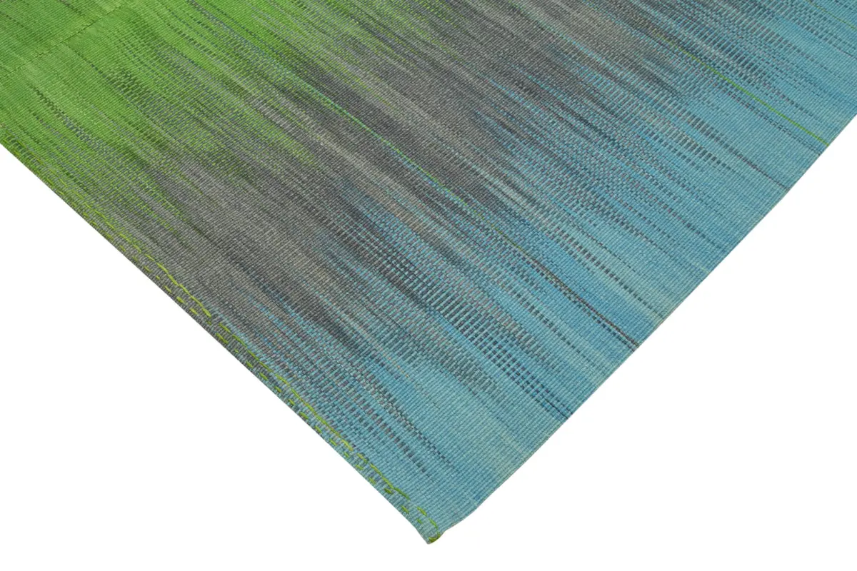 Gümgüm Modern Multi Pamuk Üstü Yün El Dokuma Kilim-198x300 - Görsel 4