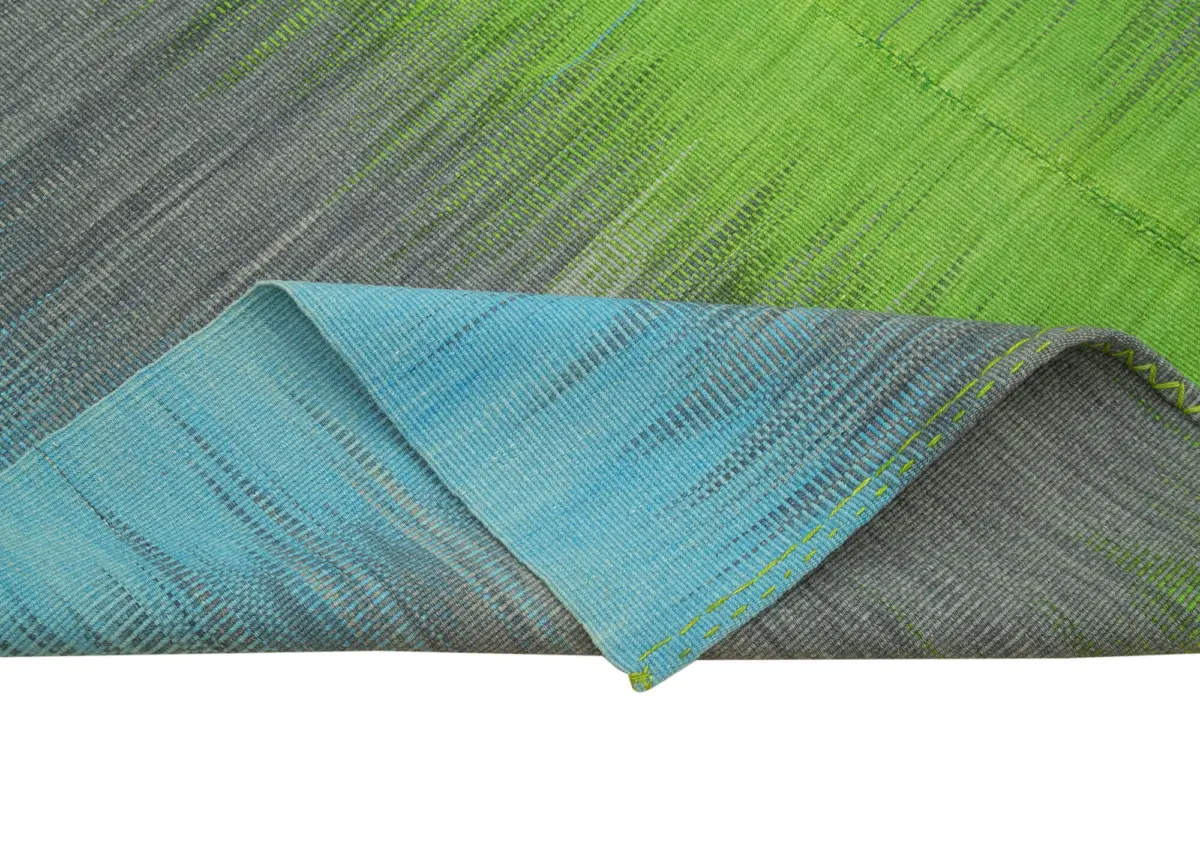 Gümgüm Modern Multi Pamuk Üstü Yün El Dokuma Kilim-198x300 - Görsel 6