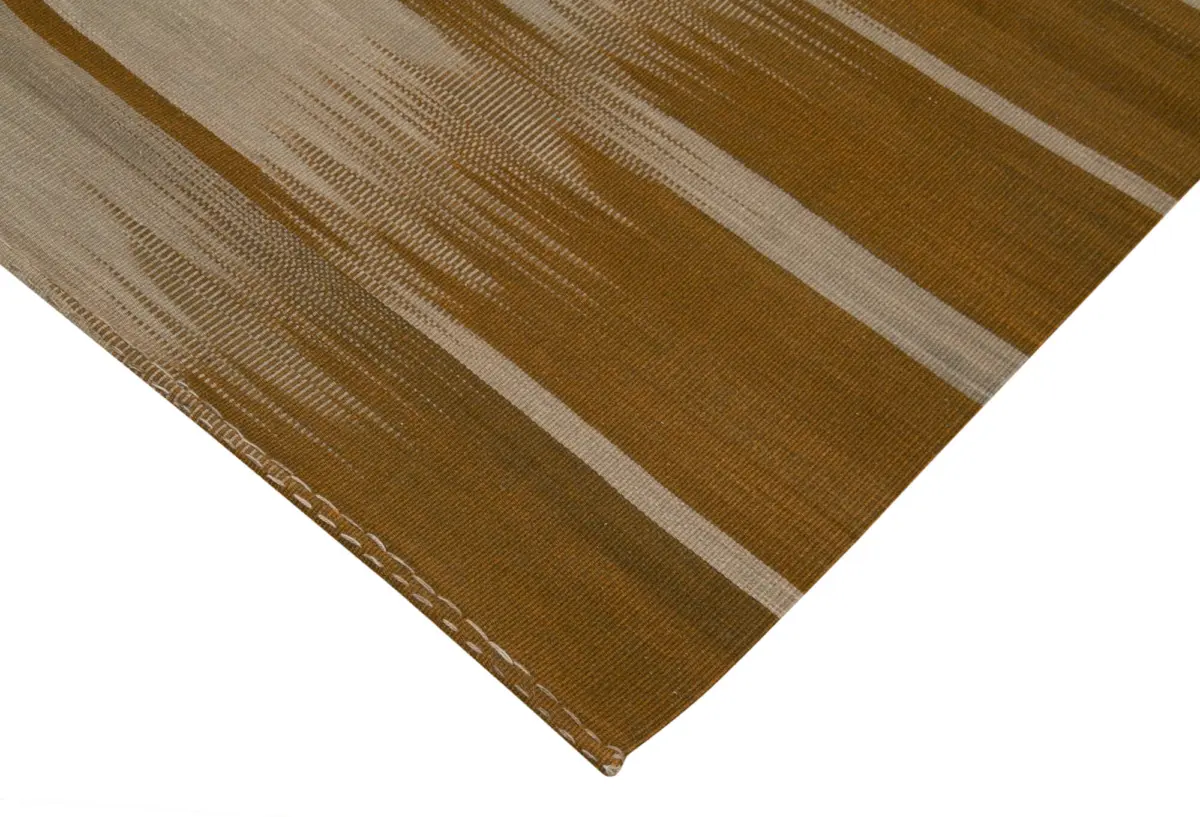 Gümgüm Modern Kahverengi Pamuk Üstü Yün El Dokuma Kilim-201x286 - Görsel 4