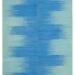 Gümgüm Modern Mavi Pamuk Üstü Yün El Dokuma Kilim-211x249