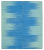 Gümgüm Modern Mavi Pamuk Üstü Yün El Dokuma Kilim-211x249