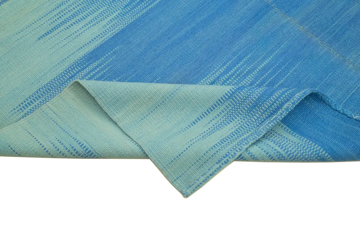 Gümgüm Modern Mavi Pamuk Üstü Yün El Dokuma Kilim-211x249 - Görsel 6