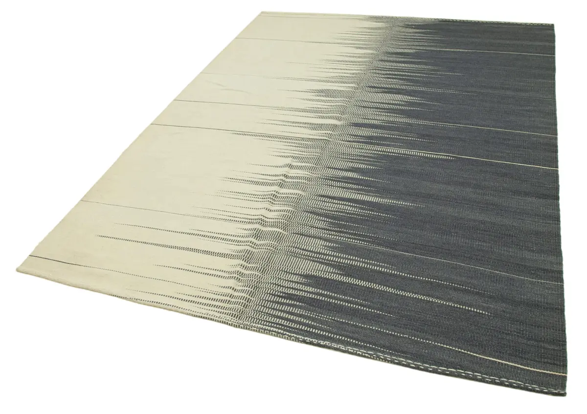 Gümgüm Modern Bej Pamuk Üstü Yün El Dokuma Kilim-176x245 - Görsel 3