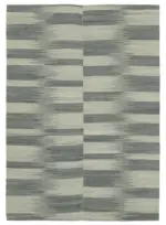 Gümgüm Modern Gri Pamuk Üstü Yün El Dokuma Kilim-201x288