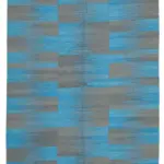 Gümgüm Modern Mavi Pamuk Üstü Yün El Dokuma Kilim-215x282