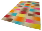 Gümgüm Modern Multi Pamuk Üstü Yün El Dokuma Kilim-198x355 - Görsel 3