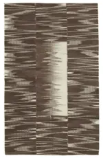 Gümgüm Modern Kahverengi Pamuk Üstü Yün El Dokuma Kilim-204x338