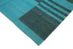 Gümgüm Modern Turkuaz Pamuk Üstü Yün El Dokuma Kilim-273x414 - Görsel 4
