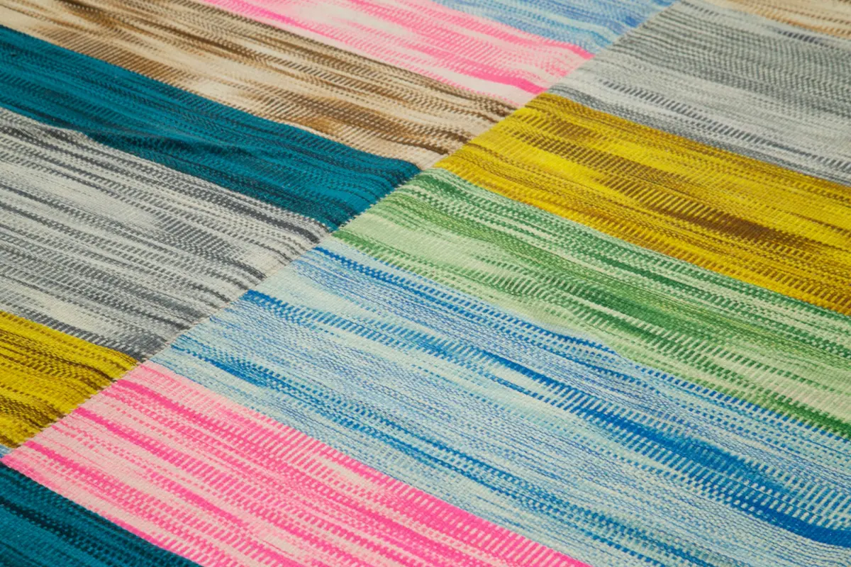 Gümgüm Modern Multi Pamuk Üstü Yün El Dokuma Kilim-294x390 - Görsel 5