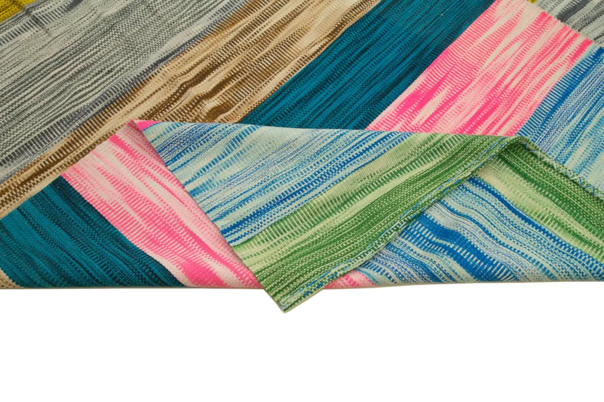 Gümgüm Modern Multi Pamuk Üstü Yün El Dokuma Kilim-294x390 - Görsel 6