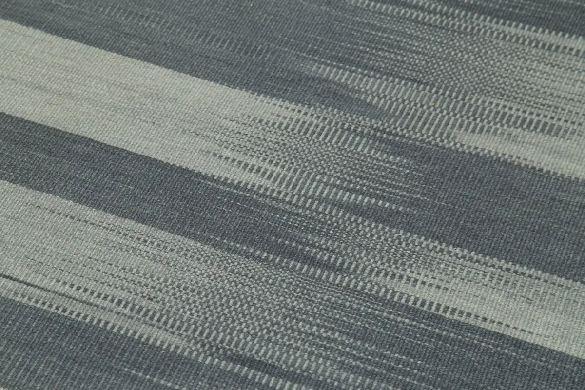 Gümgüm Modern Gri Pamuk Üstü Yün El Dokuma Kilim-101x300 - Görsel 5